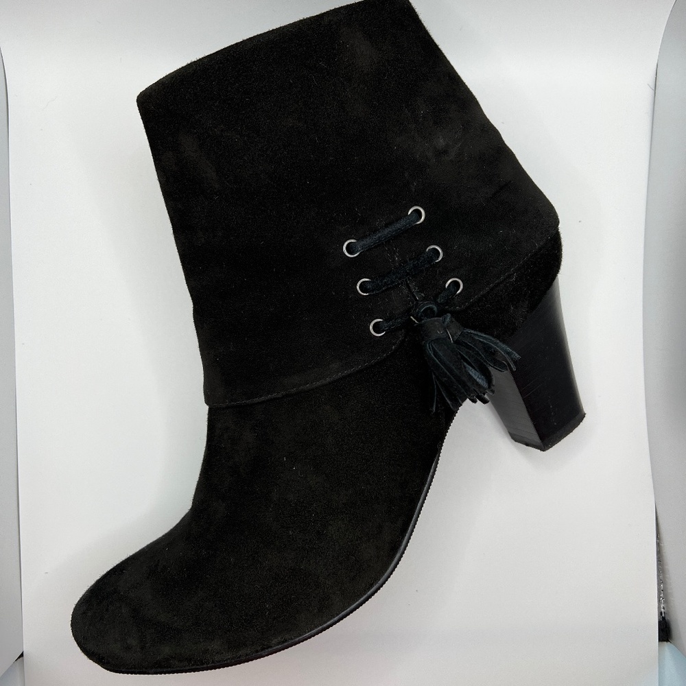 Black Suede Heeled Ankle Boot